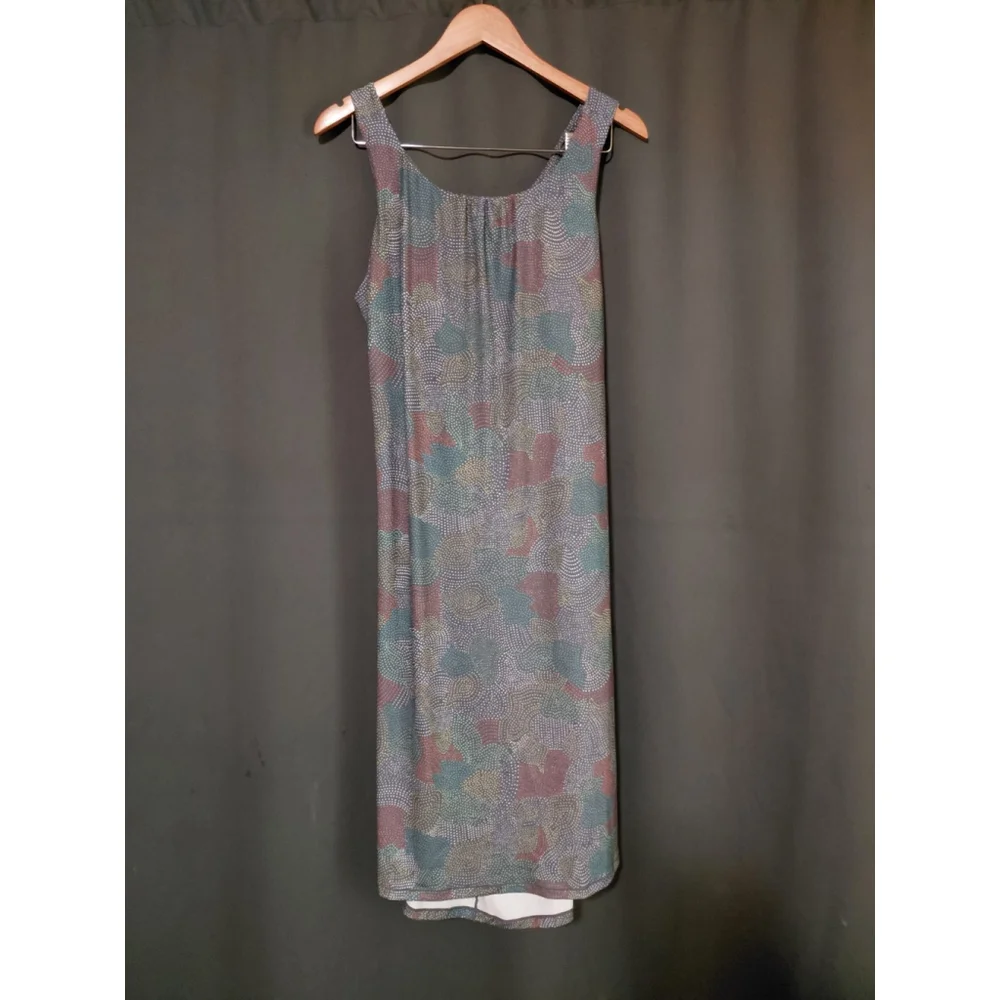 Prana Skypath Deep Pine Dotty Twist Back Shelf Bra Sleeveless Tank Dress Sz 1X